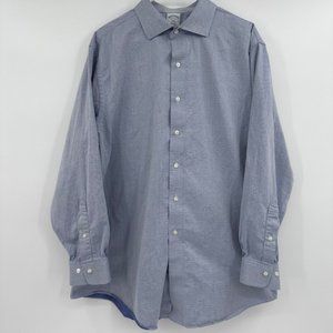 Brooks Brothers 18 4/5 Mens Long Sleeve Shirt Button Up Blue Dots Dress Shirt
